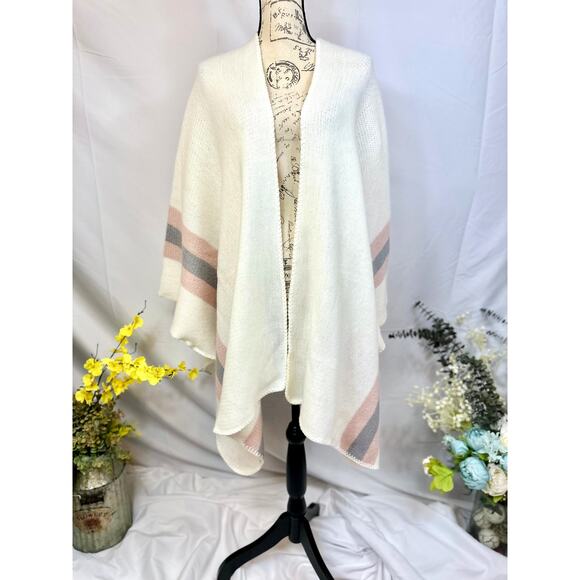 Steve Madden Kimono Shawl Wrap with Pastel Pink/Purple Stripes XL - Picture 4 of 8